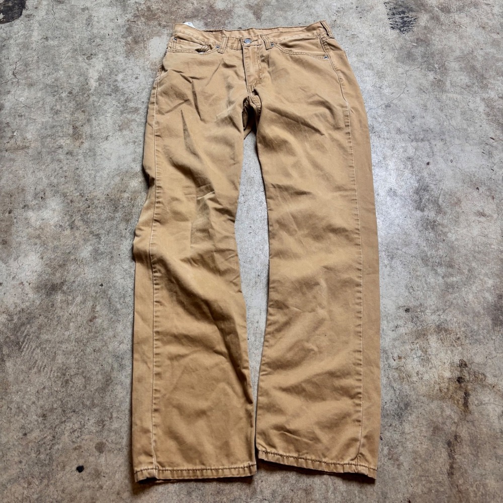 Levi's 514 Straight Fit Tan Khaki Jeans 32x34 Brown Denim Pants